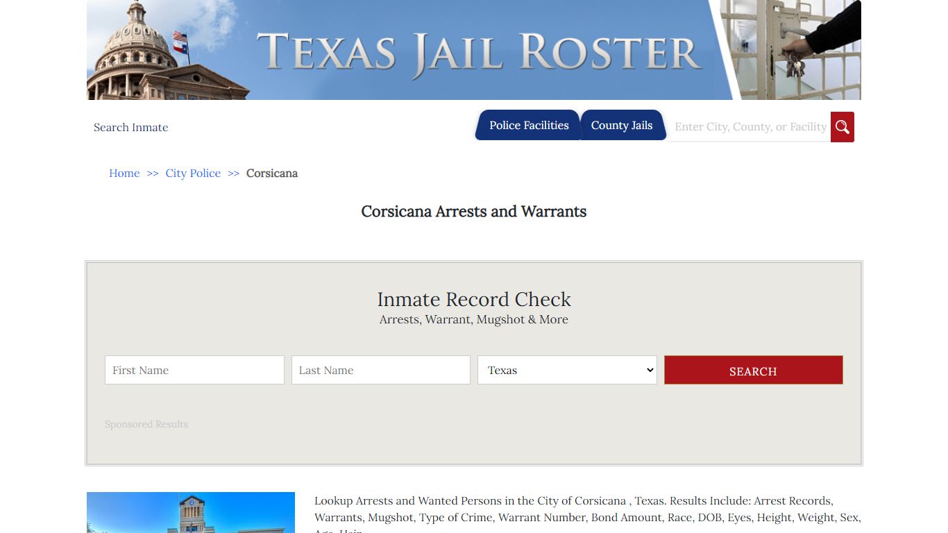 Corsicana Arrests and Warrants | Jail Roster Search