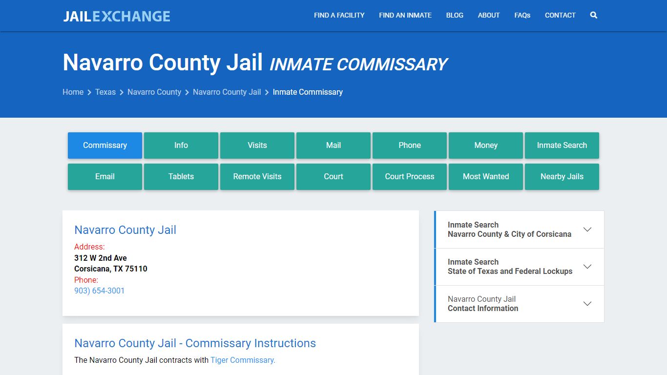 Navarro County Jail Inmate Commissary - Jail Exchange